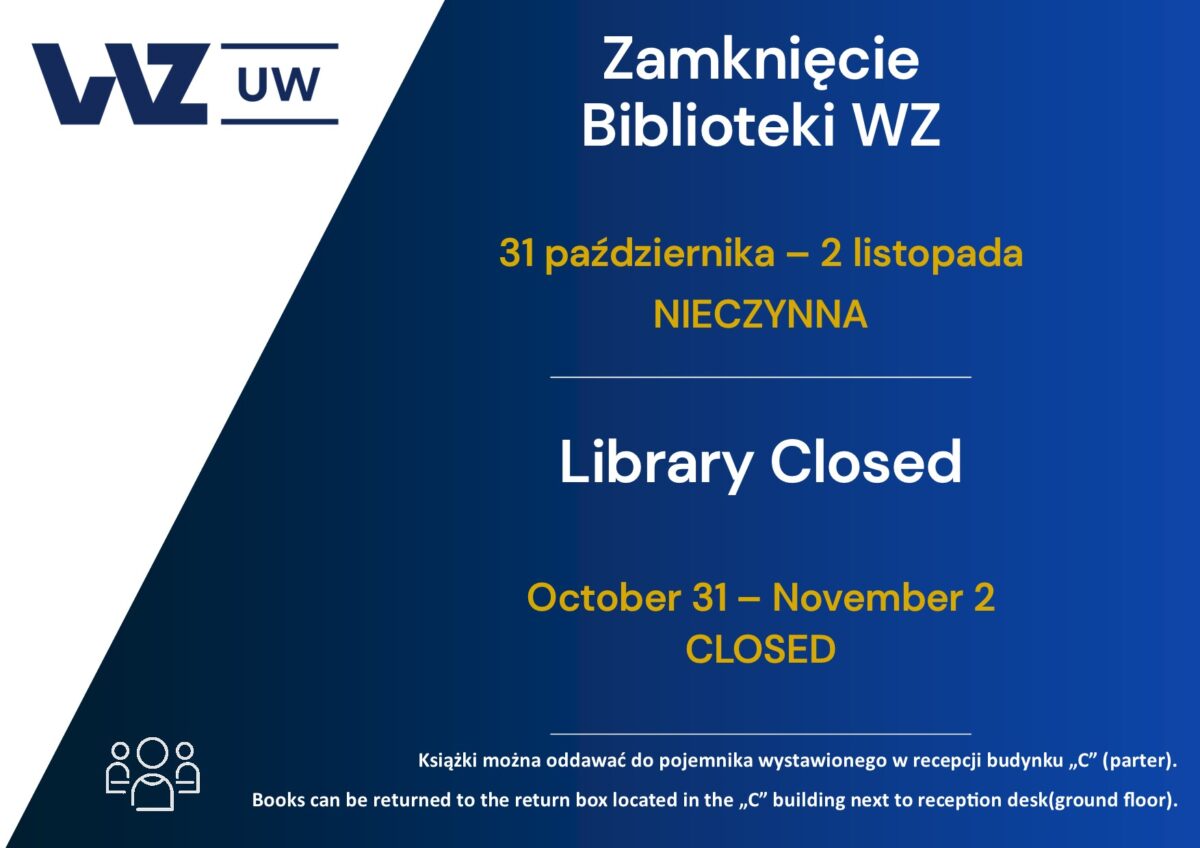 31 października – 2 listopada biblioteka WZ UW będzie zamknięta!