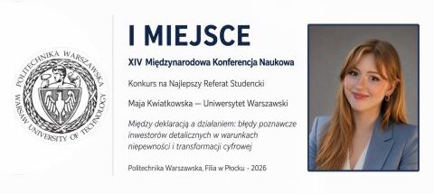 Sukces naszej studentki na XIV Międzynarodowej Konferencji Naukowej
